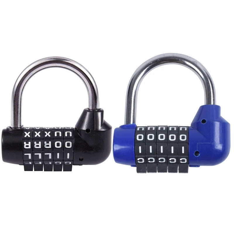 

2 Pcs 5 Letter Code Combination Suitcase Password Lock, Black & Blue