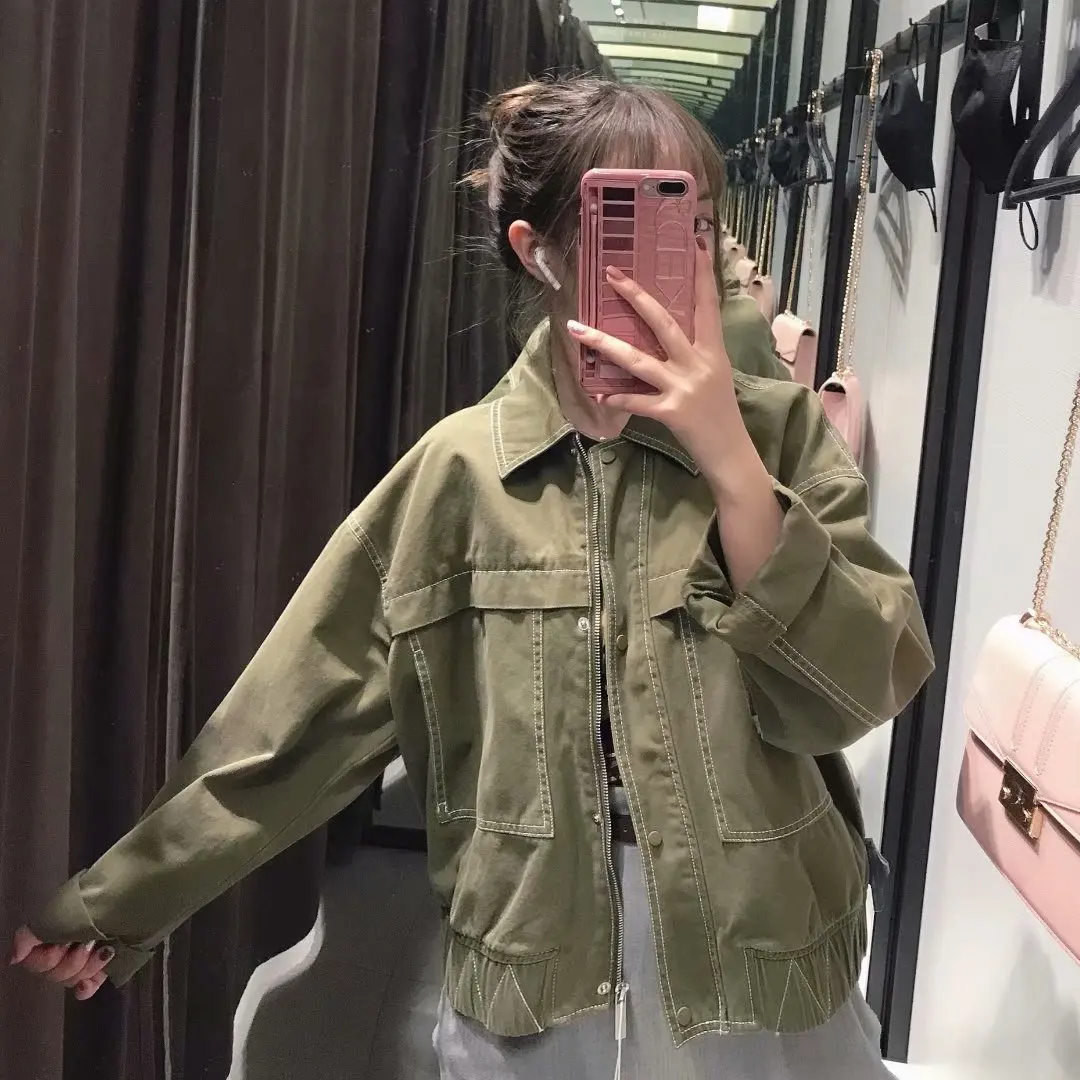 

Ts69 2019 Spring New Products WOMEN'S Dress Seized Line Contrast Color Jacket