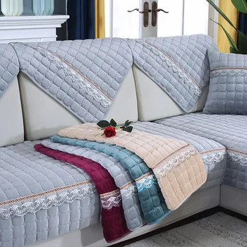 

2020 Elegant Flannel Couch Sofa Cover Armchair Slipcover for Living Room 1/2/3/4 Seat Sofa Case Home Decor 45*45cm Cushion Cover