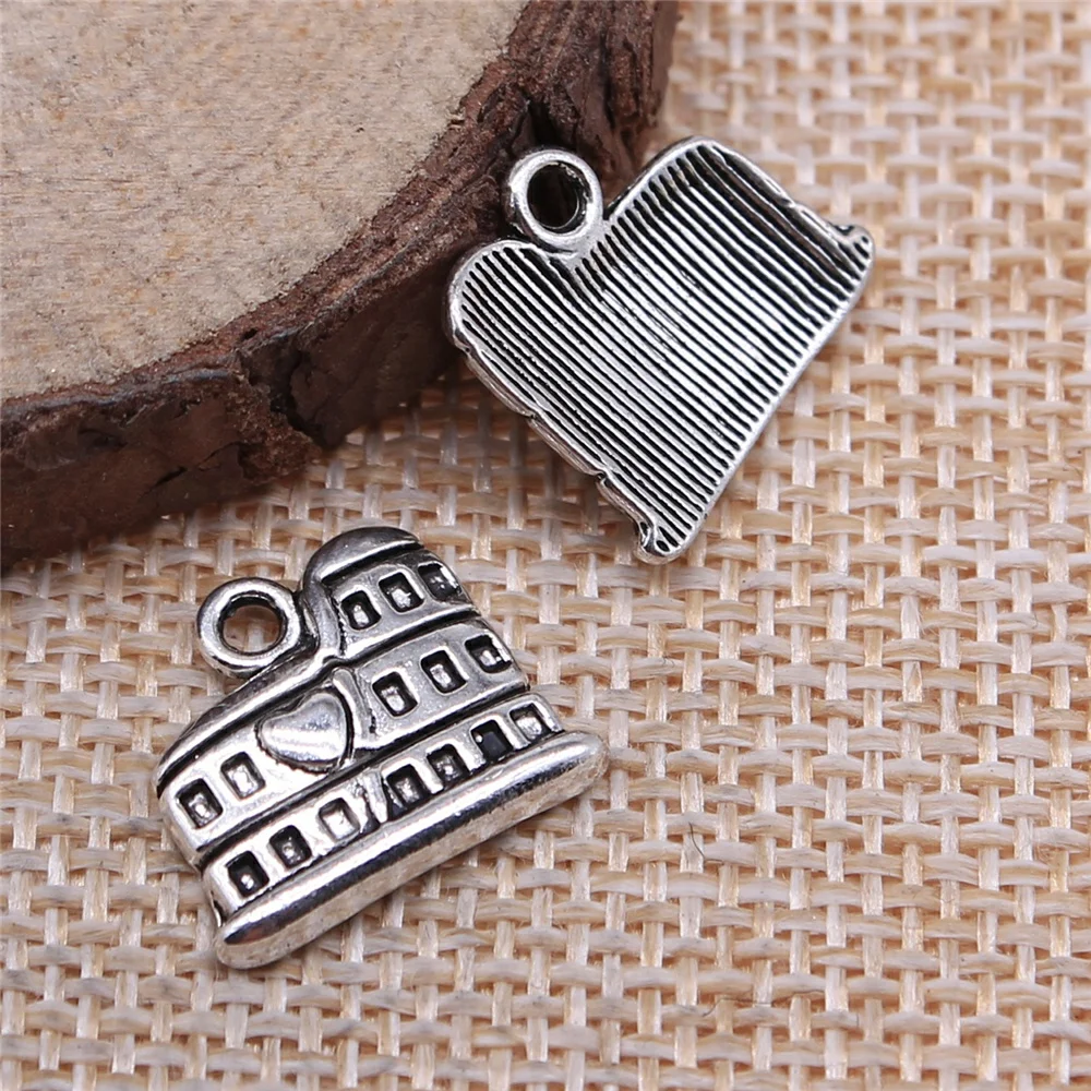 Wecharms 10pcs 16x13mm Charms Housecoliseum Antique Silver Color Metal Alloy Jewelry DIY Accessories | Украшения и аксессуары