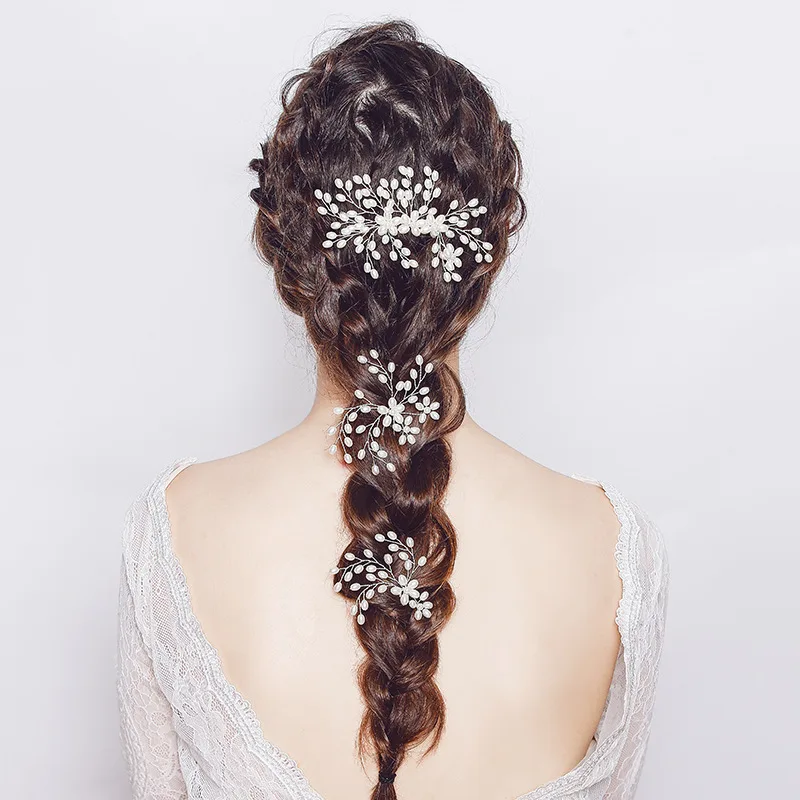 

bride handmade pearl headdress set wedding queen wedding accessories three sets of cross-border sources