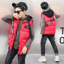 Детская одежда для мальчиков; стеганое хлопковое пальто; жилет; Сезон Зима; коллекция года; стиль; сезон осень-зима; Толстый жилет для детей среднего и большого размера