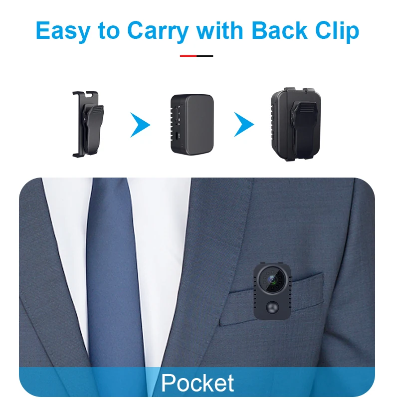 Camara de video Minicámara corporal HD inalámbrica 1080P, cámara de bolsillo de seguridad, videocámara pequeña Nanny activada por movimiento para coches, grabadora de vídeo PIR en espera - Imagen 3