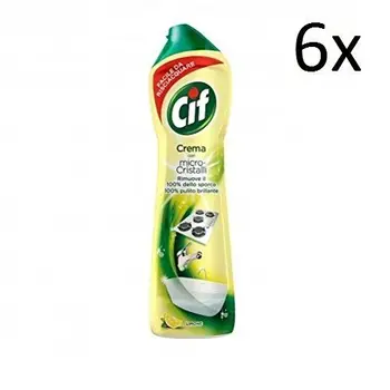 

6X Cif Crema Lemon Microcristalli Cream Lemon Cleaning Agent 750 ml Multi-Surface
