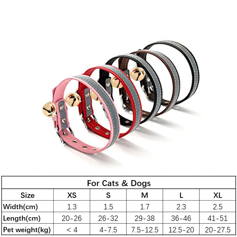 Pet Cat Bell Collar Reflective Cat Collars Adjustable Buckle Kitten Puppy Collar Anti Biting Neck Strap Universal For Cats Dogs