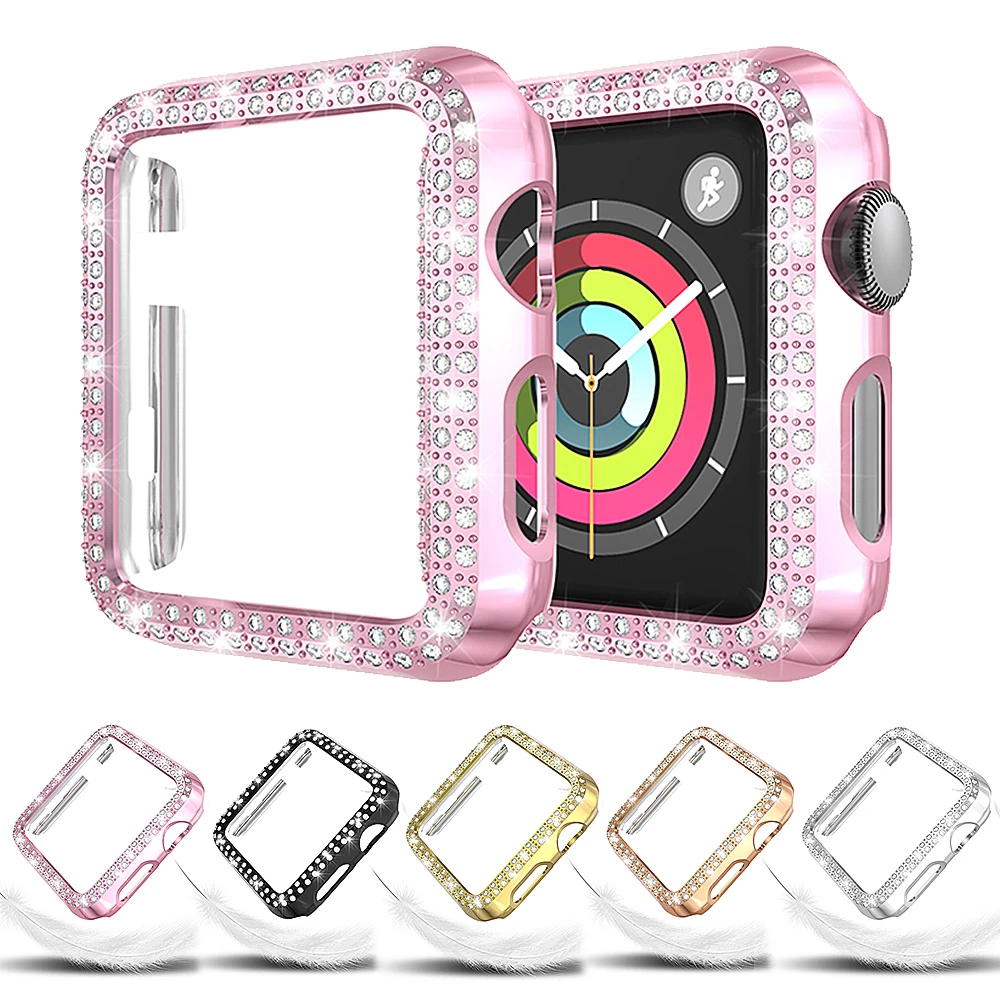 Алмазный чехол для apple watch Series 4 5 40 мм 44 мм iWatch Защитная крышка экрана PC Watch Case для apple watch 3 Case 38 мм 42 мм