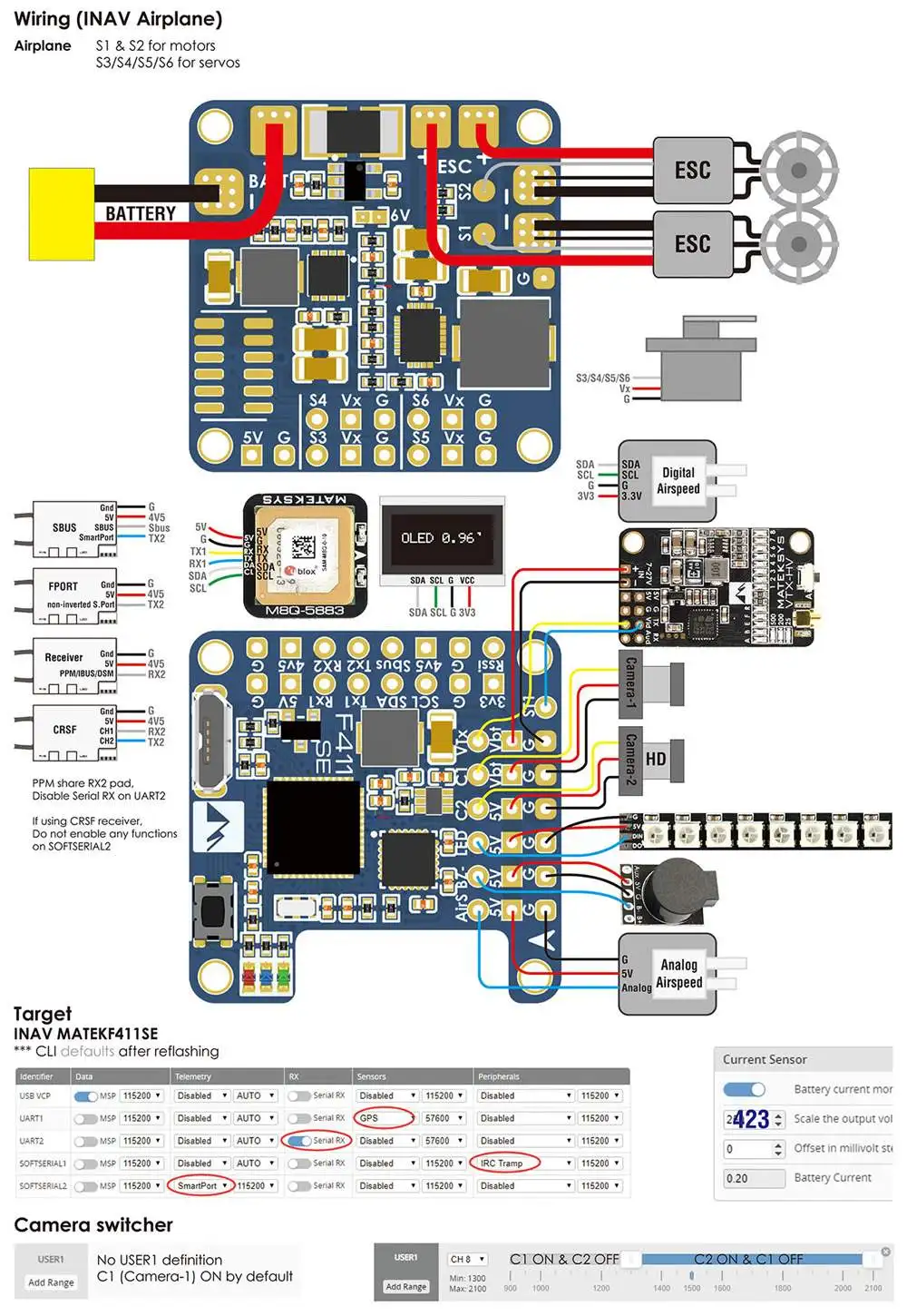 Оригинальные системы Matek F411-WSE STM32F411CEU6 Контроллер полета Встроенный OSD 2-6S для RC самолета фиксированное крыло