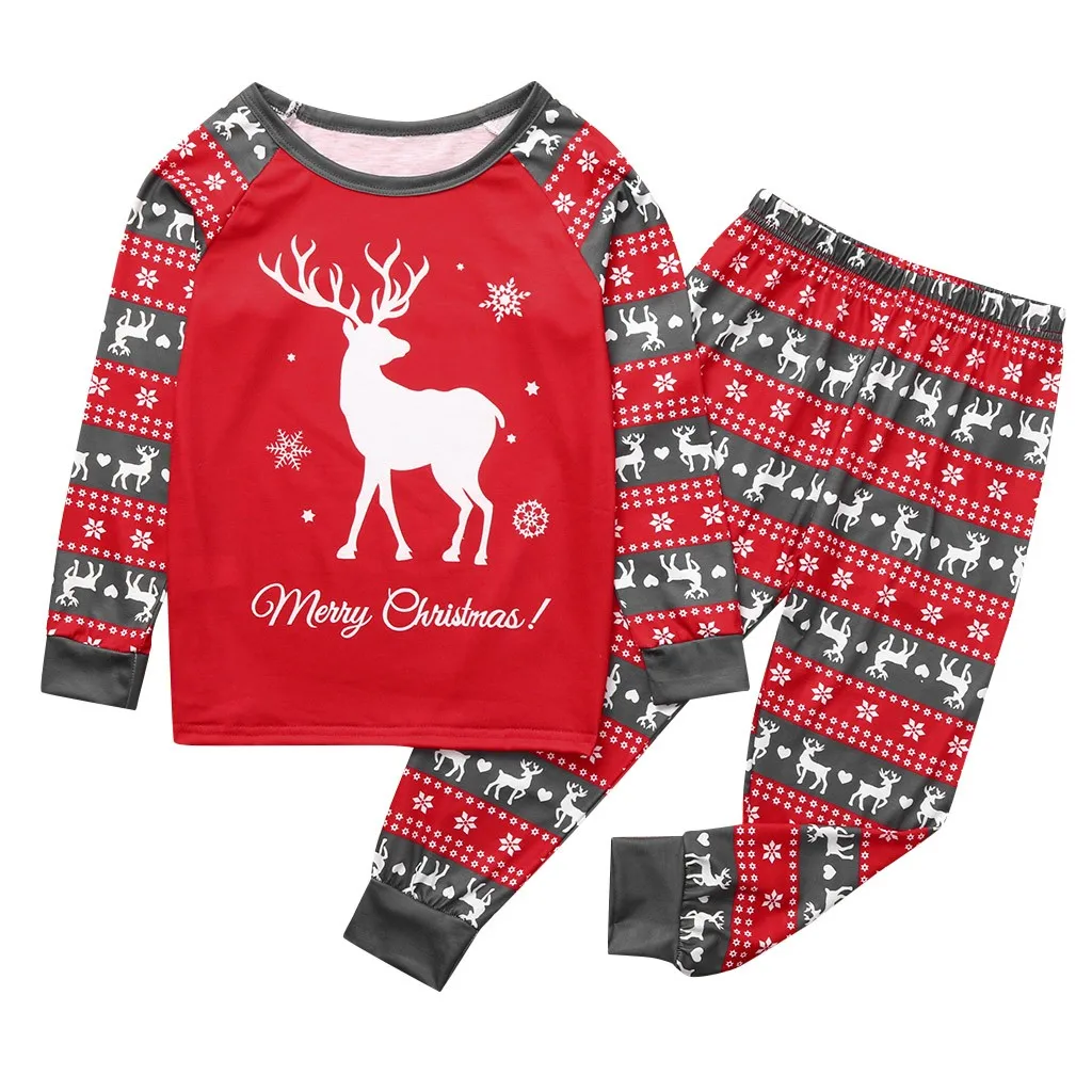 Рождественские наряды для родителей и детей; Новинка года; популярный топ с длинными рукавами и принтом оленя; штаны; Повседневная Рождественская одежда для всей семьи; пижамы