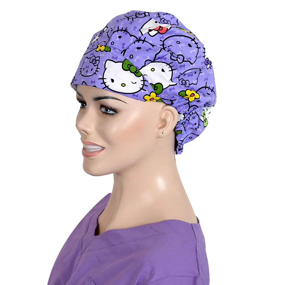 Bouffant Cap 3 Цветочный узор готовка буффан Рабочая кепка медицинская Спецодежда для медсестер шапка s хлопок с Sweatband больница доктор Рабочая шляпа - Цвет: Bouffant Cap 3