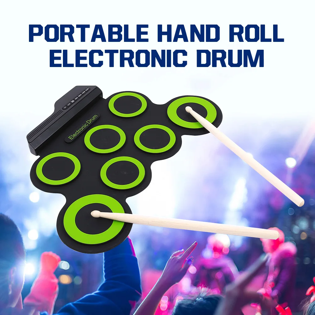 Электронный барабан портативный USB силиконовый W/Stick 7 Pad Музыкальный Профессиональный барабан Ударные Инструменты Поддержка внешних наушников