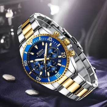 

Top Brand Luxury Gold Mens Watches Sports Chronograph Waterproof Analog 24 Hour Date Quartz Watch Men Wrist Watches Clock 2020
