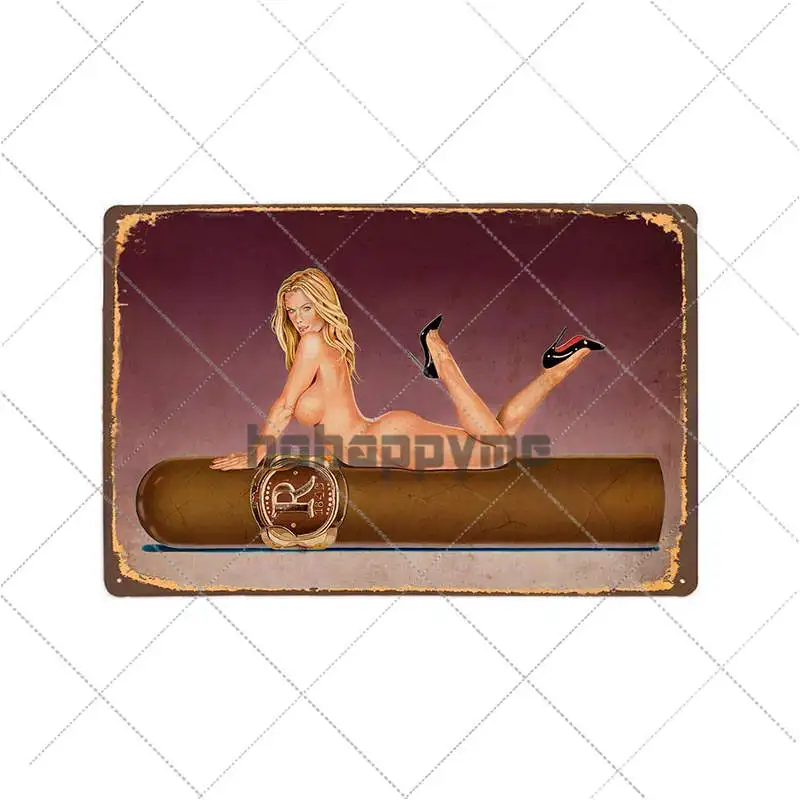 Сигары Винтаж оловянные знаки Металл Pin Up Плакат стены искусства табличка Сигары Магазин бар паб кафе декоративная тарелка домашний декор 20X30 см - Цвет: 9121714