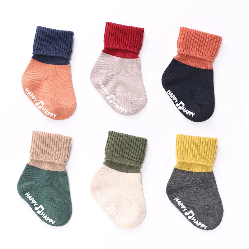 

Baby Socks Casual Solid Color Middle Tube Toddler Soft Cute Breathable Dispensing Non-Slip Cotton Socks Children 0~3 Years Old