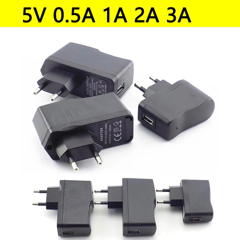 DC USB Charger 5V 0.5A/1A/2A/3A 3000ma Micro Charging Port Power Adapter Converter Supply For LED Strip Lights Phone US/EU |