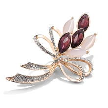 

3 Colors Available Classic Exquisite Female Golden Bright Opal Shining Crystal Big Bow Brooches Pin fFor Women Wedding Bouquets