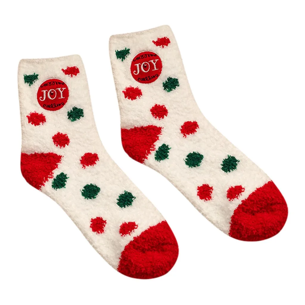 Теплые зимние женские мягкие носки-тапочки для девочек рождественские носки для сна плюшевые теплые цветные умеренно мягкий милые носки с принтом 30H