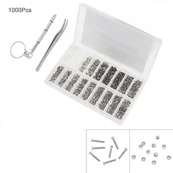 

1000pcs/lot Stainless Steel Boxed Tiny Screws Nut Watch Eyeglass Glasses Repair Tool Set Kit with Screwdriver and Tweezers