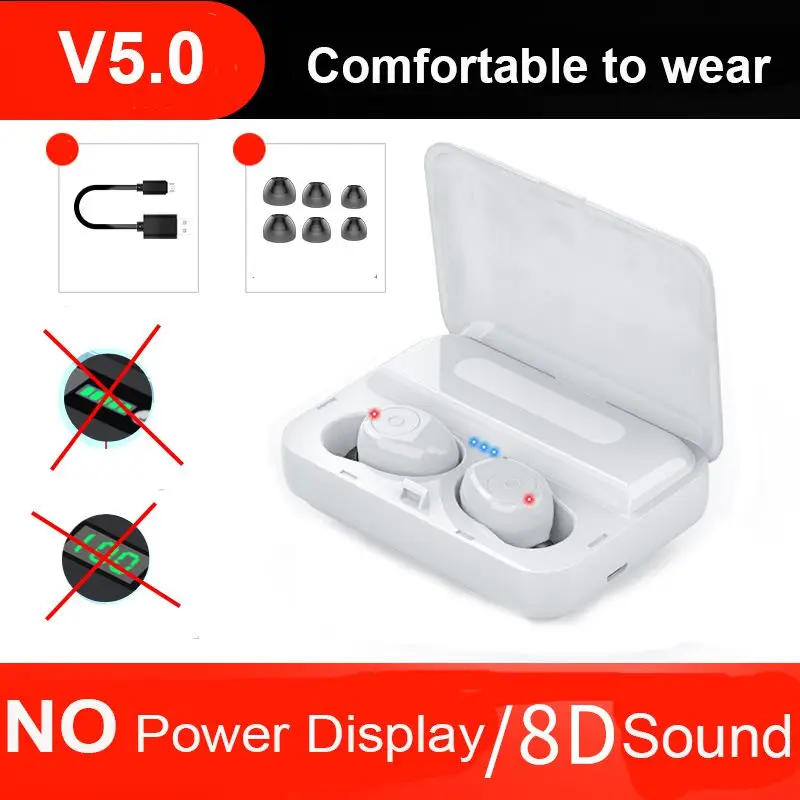 LED Light New TWS Bluetooth 5 0 Touch Control Headset Wireless Earphones Bluetooth Earphones With Phone Stand Two types