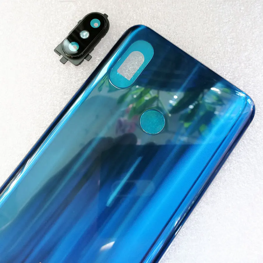 Стеклянный чехол для батареи, задняя крышка корпуса для Xiaomi mi 8 mi 8, задняя крышка для батареи, сменный жесткий чехол+ клейкая наклейка - Цвет: blue