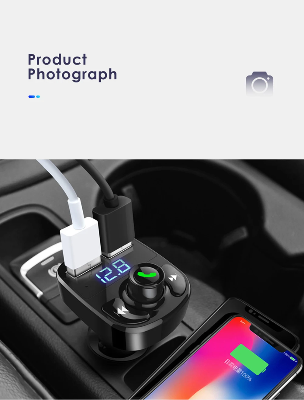 MP3-плеер Bluetooth Dual USB быстрое автомобильное зарядное устройство QC 3,0 для телефона в автомобильном комплекте Bluetooth fm-передатчик модулятор аудио Автомобильное зарядное устройство