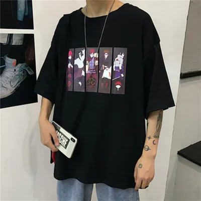 Hei10 Harajuku Мужская футболка Наруто Саске боль крутая печать унисекс короткий рукав футболки уличная японская аниме забавная Футболка с принтом - Цвет: Hei10