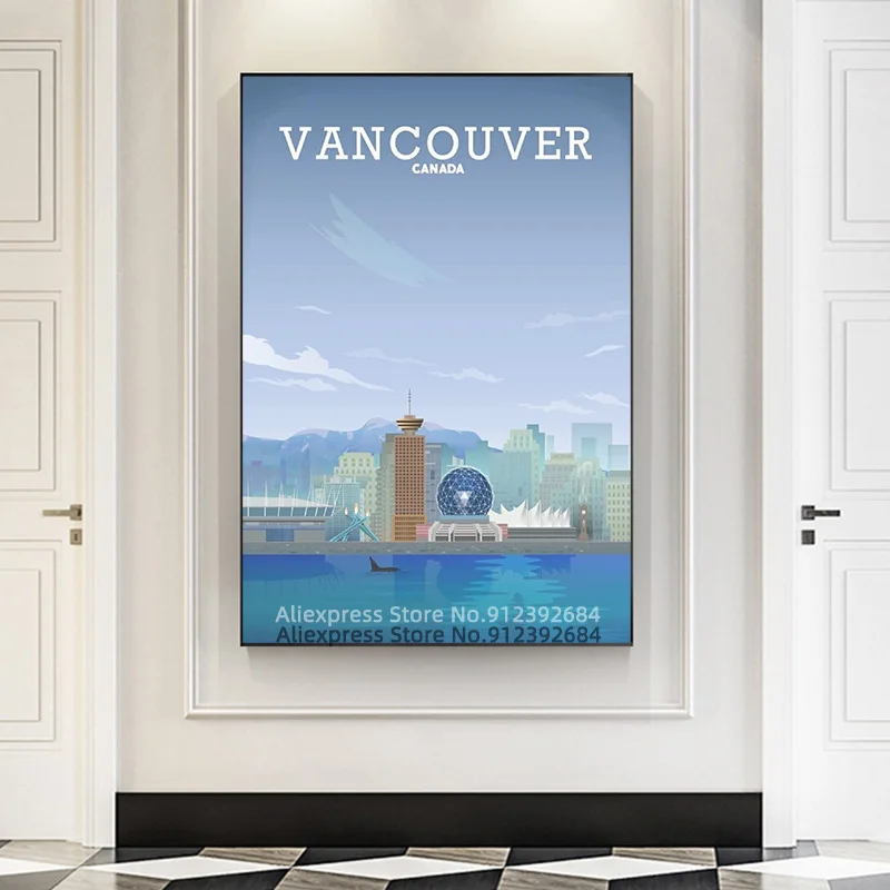 Винтажный постер Ванкувер Канада путешествия городской пейзаж холст Декор
