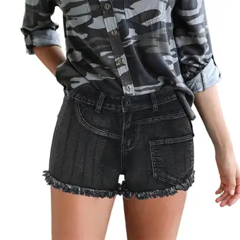 

Fashion Women's Denim Shorts Jeans Plus Size sexy Black Grey Middle Waist Skinny Striped Summer Casual shorts Female Streetwear