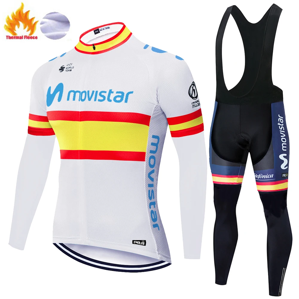 2019 12D гелевая команда с длинными рукавами maillot movistar Велоспорт Джерси Зимняя