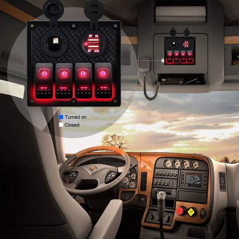 12 V-24 V 4 Gang морской катер автомобиля цепи RV светодиодный переключатель кулисный переключатель Панель выключатель вольтметр с предохранителем двойной USB кабель для зарядки для автомобилей класса RV лодка
