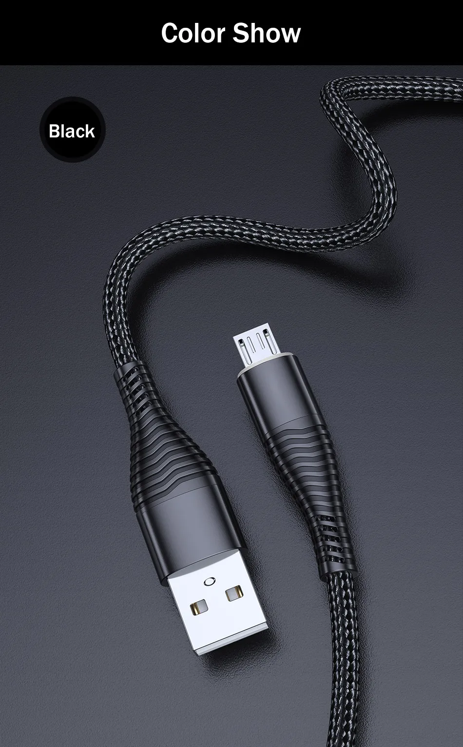 Кабель Micro USB REDNUT 1 м, 1 м, 3 А, нейлоновое быстрое зарядное устройство, провод Microusb для samsung, Xiaomi, Android, микро зарядное устройство для мобильных телефонов