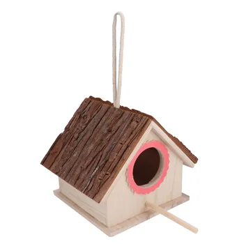 

Wooden Quality Wooden Small Pet Bird Nest House Breeding Box Cage Accessories Simulation Bark Bird Nest Breeding Box