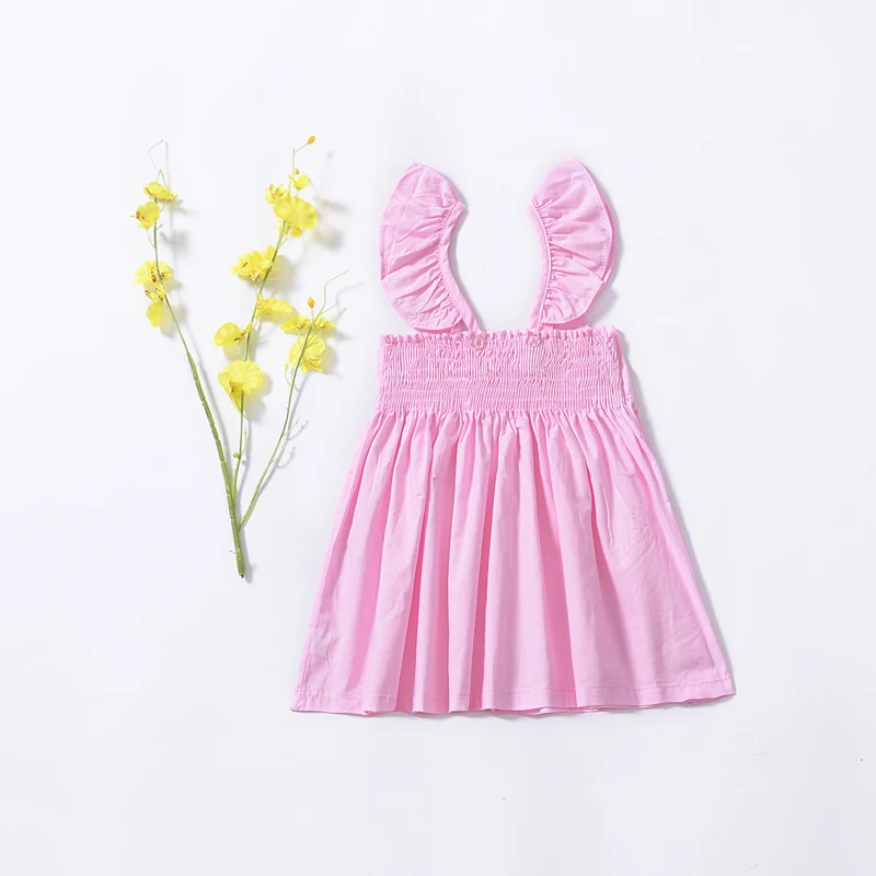 Платье для маленьких девочек розовое, желтое платье без рукавов с топом на бретелях, платье для девочек платье принцессы платье-комбинация с бретельками