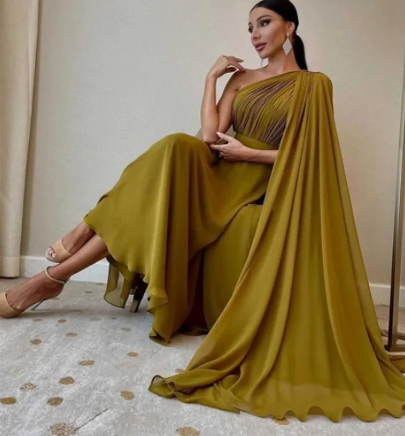 olive green chiffon dress