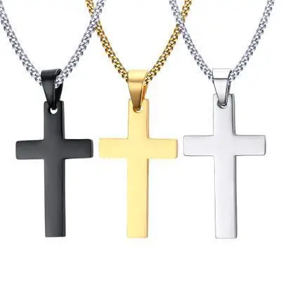 

2019 Stainless Steel Jewelry Brief Christian Jewelry Briefly Decorated Cross Hanging Necklace for Men and Women Punk Chain