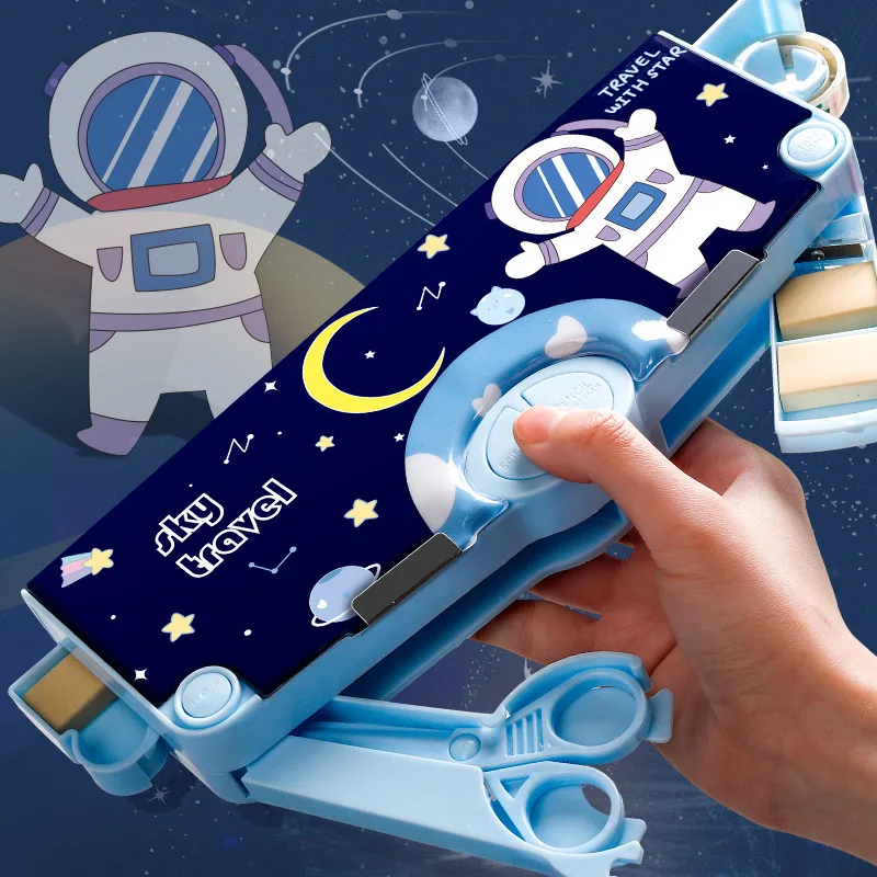 Pencil Cases Stationery Box Large Plastic Pencil Case Cartoon Students Kawaii Multifunction Pencil Cases Kids Gift Pen Cases Stationery Box School Supplies