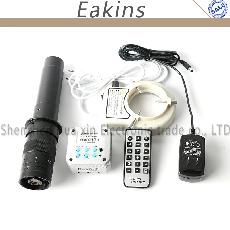 Full Hd 20MP 1080P 60FPS Usb Hdmi Industriële Microscoop Camera Afstandsbediening Opslag + 180X/300X C-MOUNT Lens + 56 Led Ring Lamp