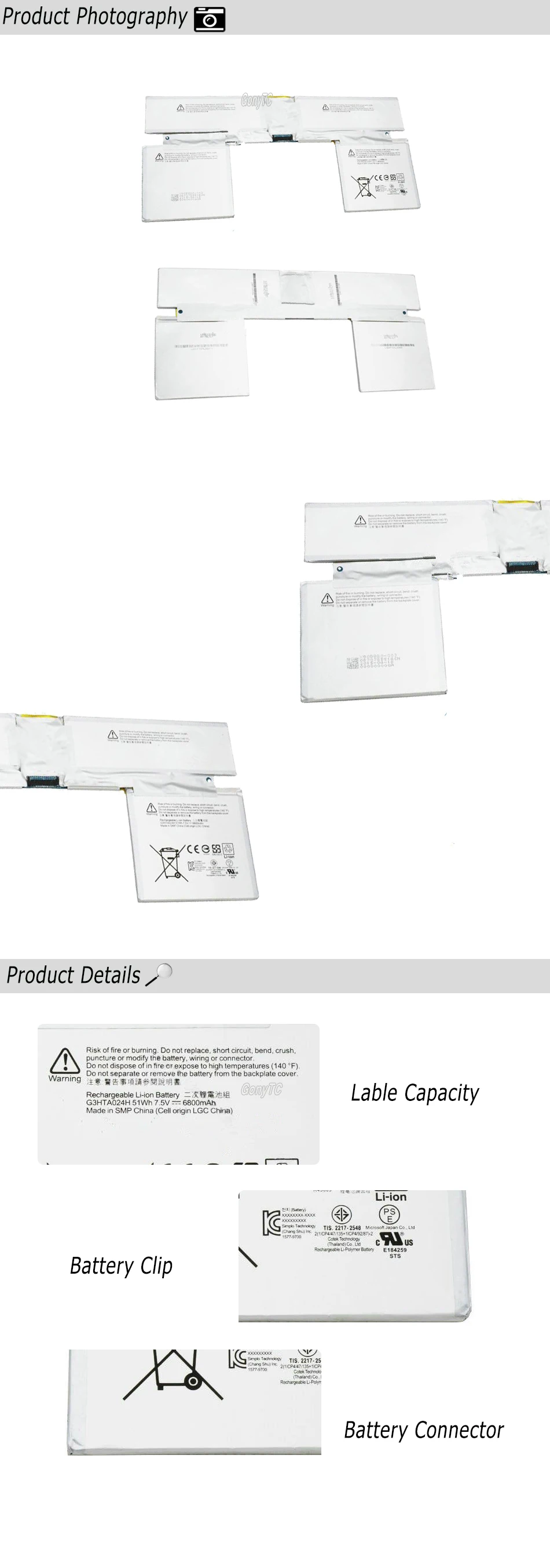 GONYTC G3HTA024H 7,5 V 51Wh аккумулятор для ноутбука microsoft Surface BOOK 1 базовая клавиатура батарея G3HTA023H