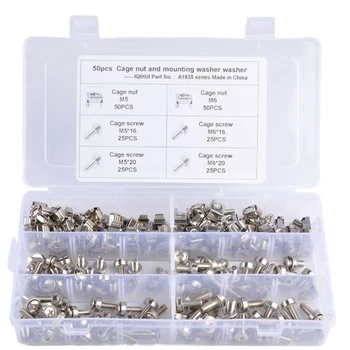 

Cage Nuts and Screws,Square Hole Hardware Cage Nuts&Mounting Screws Washers for Server Rack and Cabinet(M5x16Mm,M5x20Mm M6x16M
