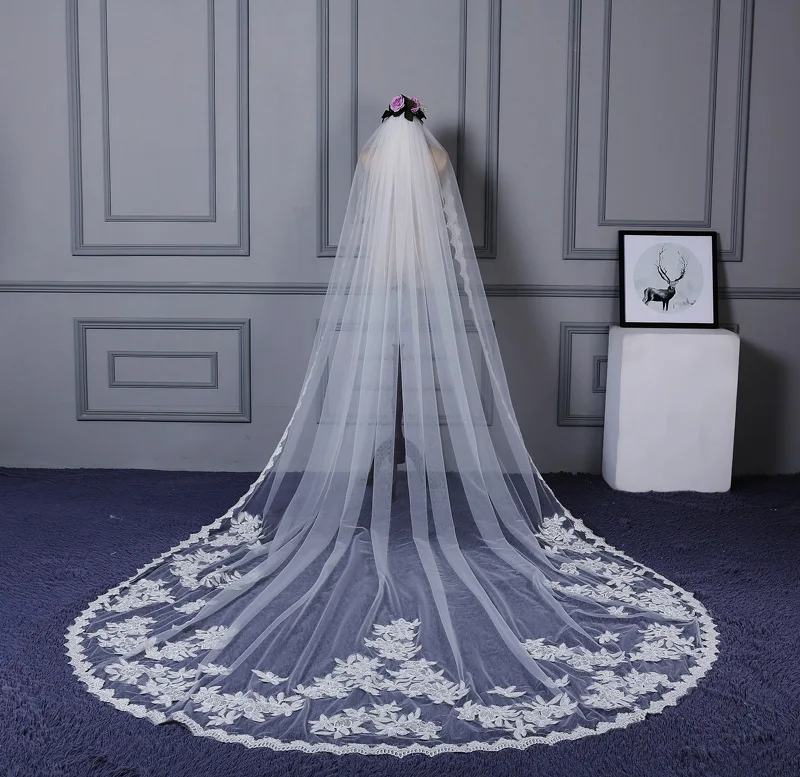 bride wedding veil bride big veil photography long trailing 3 meters wide 4 meters long crescent sequins