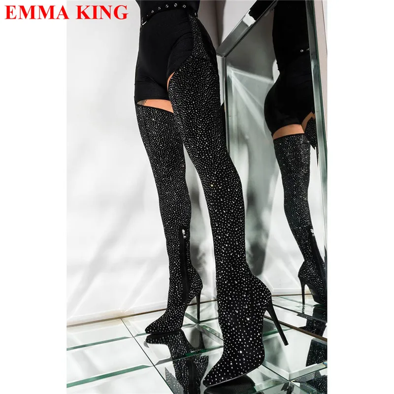 Sexy Ladies Rhinestone Black Crotch 