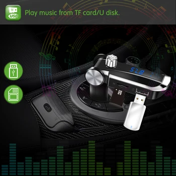 

Hot FM Transmitter Rotatable Bluetooth Car Kit FM Transmitter MP3 Player Modulator with USB Car Charger Support TF Card