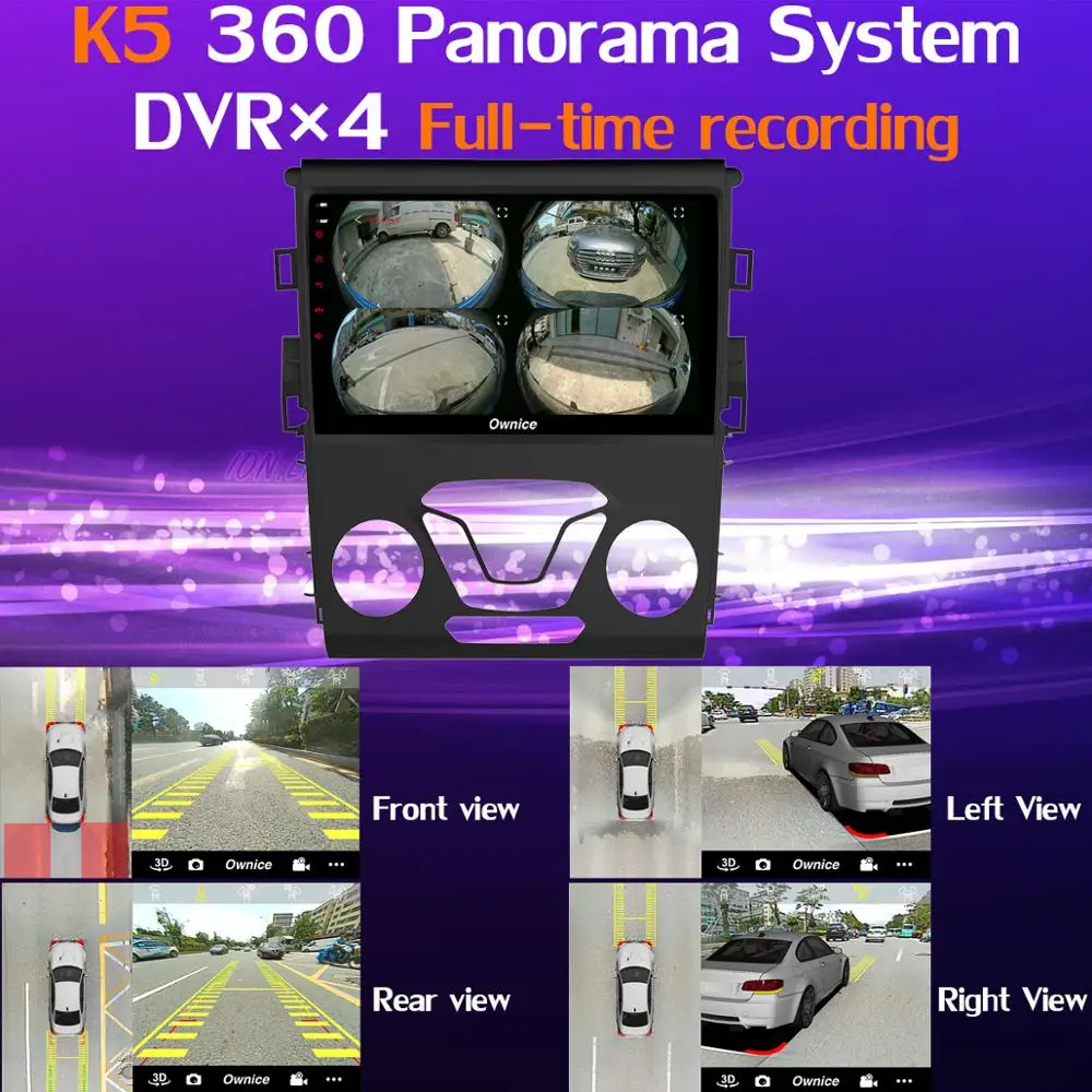 Top 360°Panoramic Camera 4G LTE Android 9.0 8Core 4G+64G GPS Radio SPDIF DSP CarPlay Car Multimedia Player for Ford Mondeo 2013-2018 3