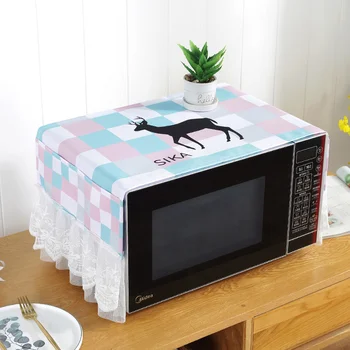 

Fabric Lace Microwave Cover with Pouch Case Anti Oil Dustproof Microwave Oven Storage Bag Home Supply Kitchen Accessories