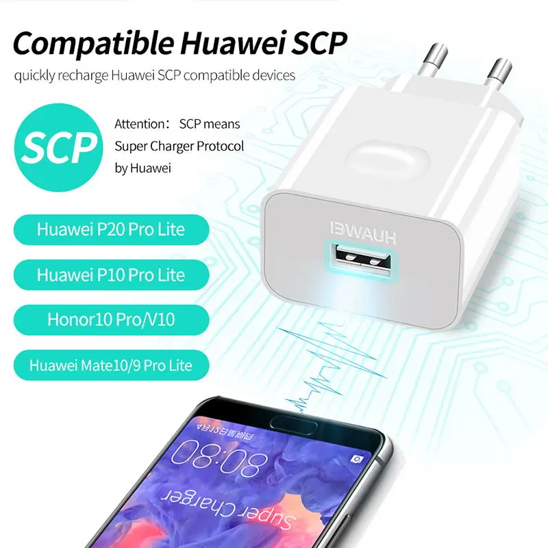 Huawei P20 P10 Pro Lite быстрое зарядное устройство USB 3,0 type C Supercharge Mate20 Pro Honor V10 7C 7X V8 Nova Lite Nova 2s 2Plus адаптер