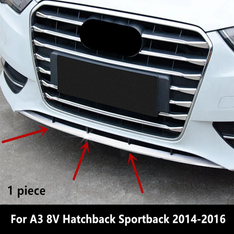 Накладка переднего бампера из нержавеющей стали с блестками для Audi A3 8V Sedan Hatchback Sportback-, украшение для автомобиля - Название цвета: 1 piece