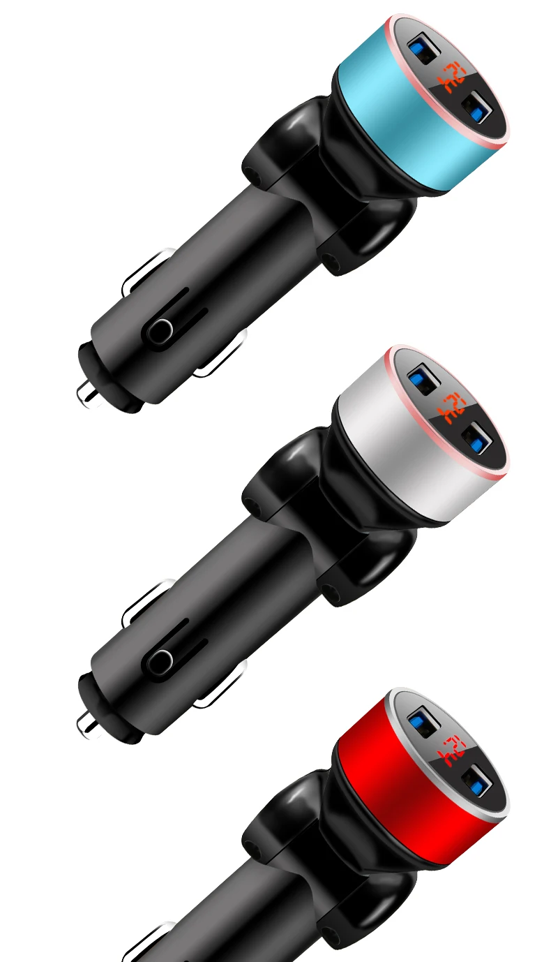 Вращающееся двойной зарядное устройство USB адаптер 3.1A цифровой светодиодный дисплей напряжения/тока Автоматическое металлическое зарядное устройство для смартфона/планшета
