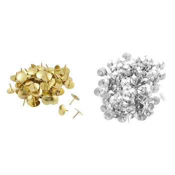 

200 Pcs Cork Board Photo Push Pins Thumb Tacks, 100 Pcs Golden & 100 Pcs Silver