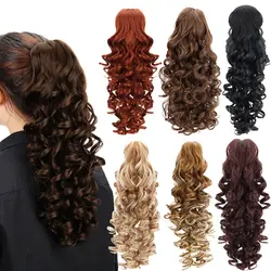 Синтетических хвост волос Длинные коготь хвостики глубокая волна 18 ''конский хвост наращивание волос для белых Для женщин 6 цветов HPP005