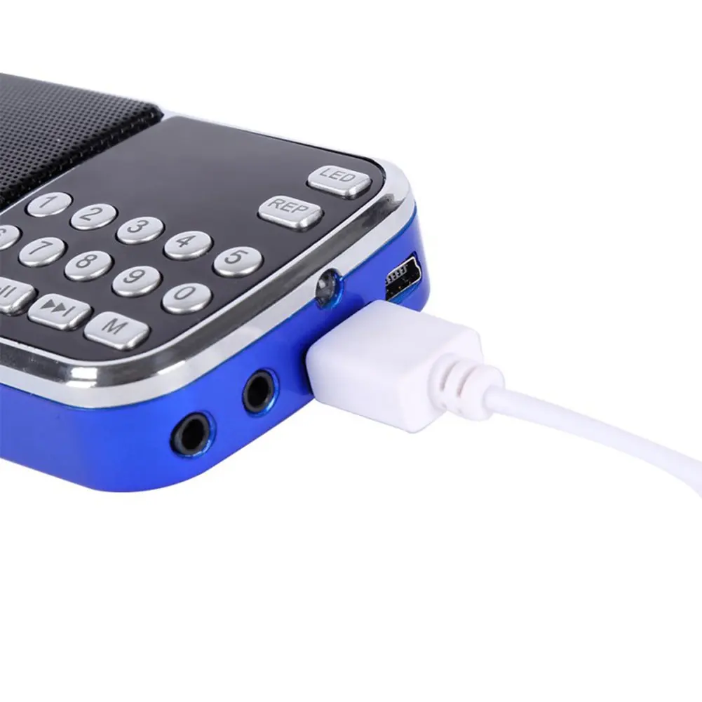 088 Mini Speakers Music Player Micro SD/TF USB Disk Speaker FM Radio - Black