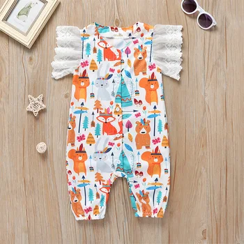 

Summer Newborn Baby Girl animals Rompers 2020 short Sleeve Jumpsuits colorful Baby Outfits 3-24m Climbing Pajamas baby infants